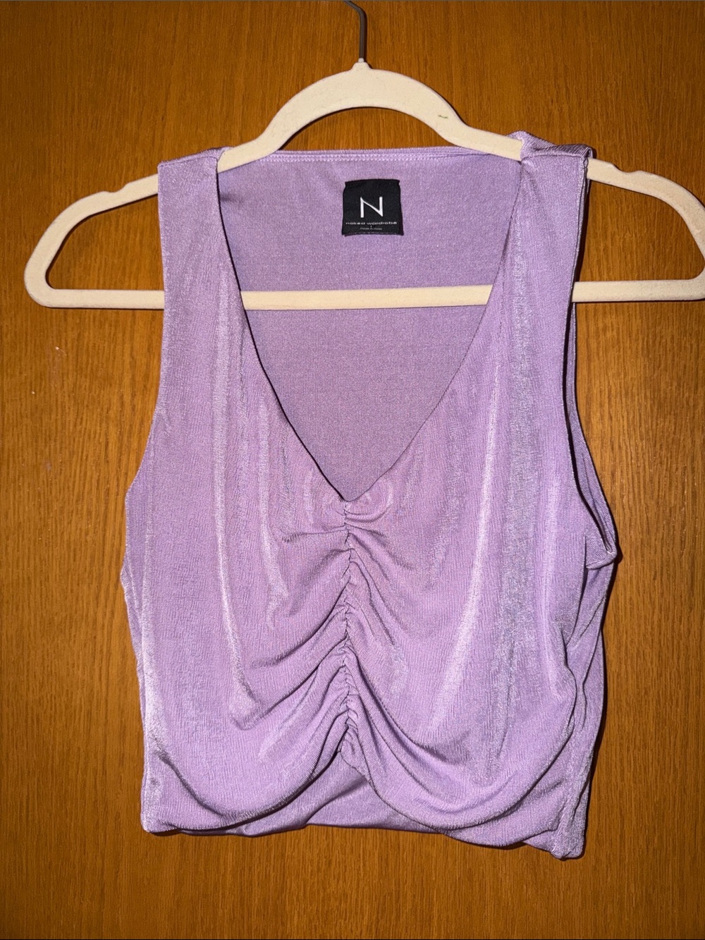 naked wardrobe Lavender Ruched V-Neck Tank